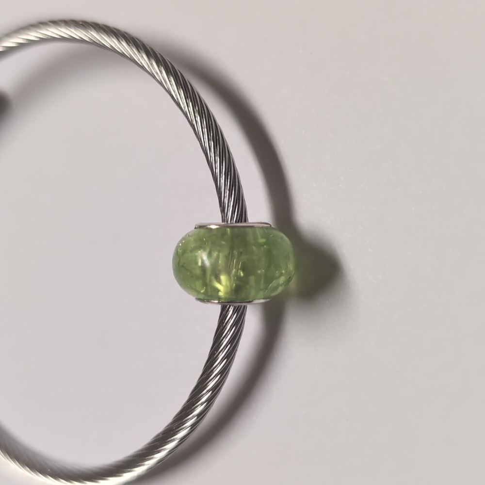Green "Crushed Glass" Charm‎ for Pandora Style Bracelet